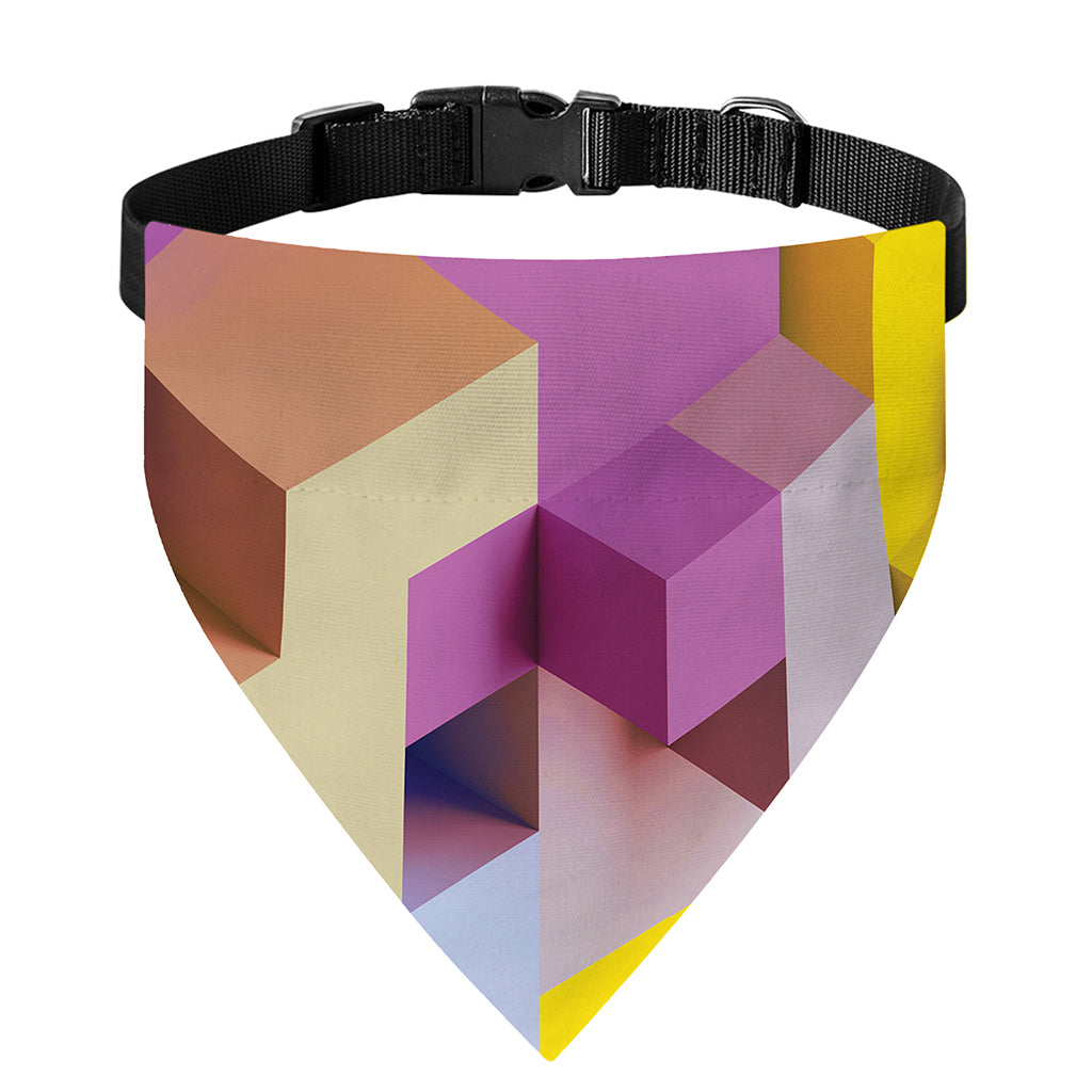 Pastel Geometric Cubic Print Over The Collar Dog Bandana