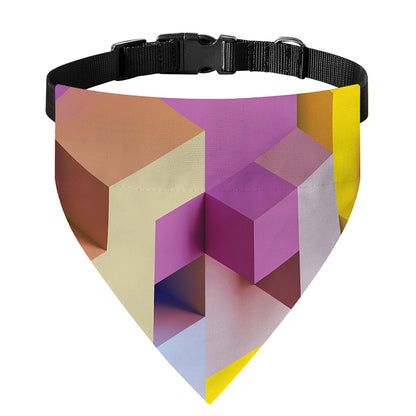 Pastel Geometric Cubic Print Over The Collar Dog Bandana