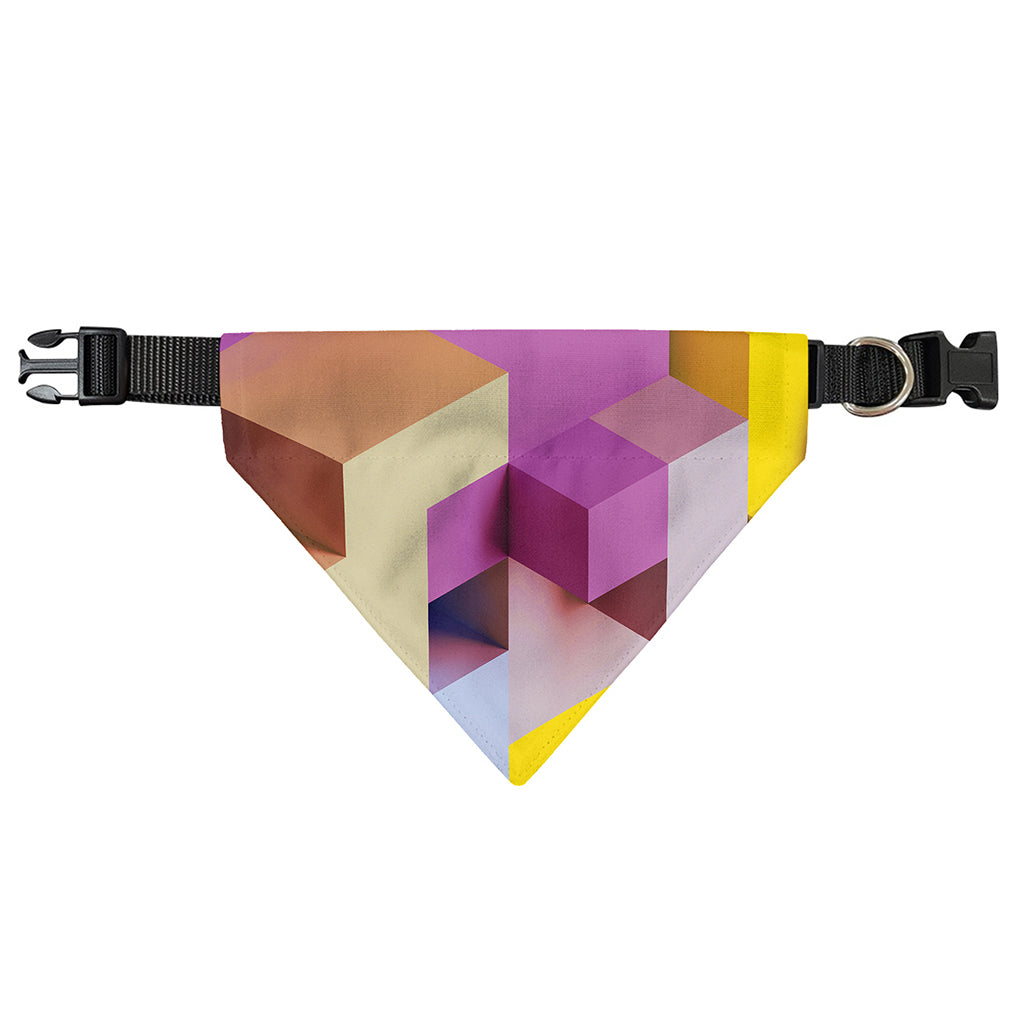 Pastel Geometric Cubic Print Over The Collar Dog Bandana