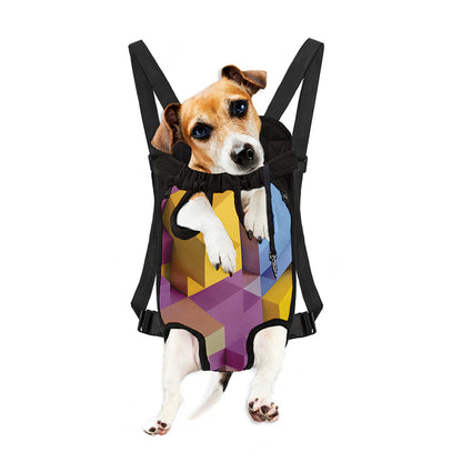 Pastel Geometric Cubic Print Pet Carrier Backpack