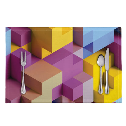 Pastel Geometric Cubic Print Placemat