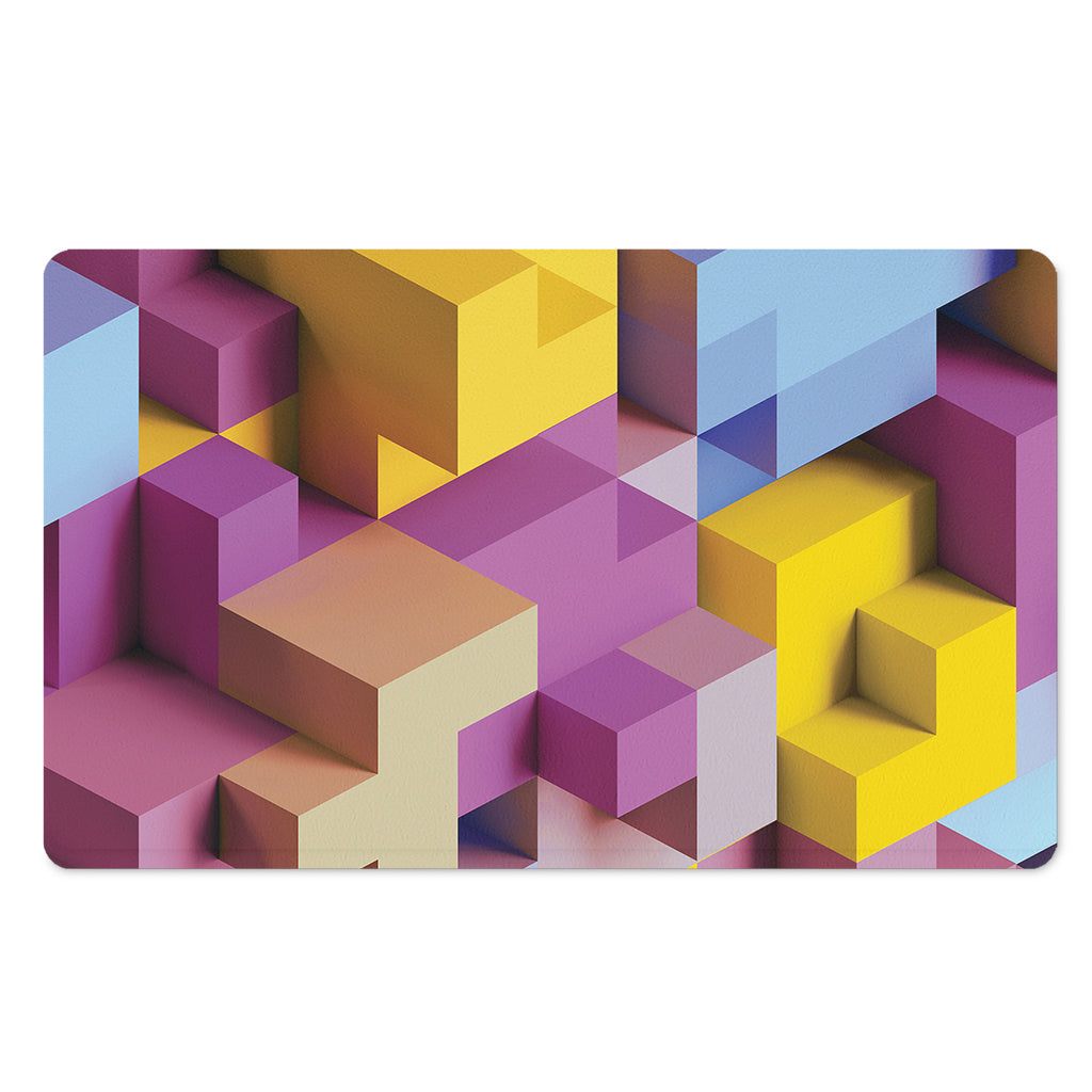 Pastel Geometric Cubic Print Polyester Doormat