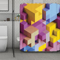 Pastel Geometric Cubic Print Polyester Shower Curtain