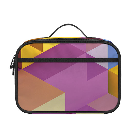 Pastel Geometric Cubic Print Portable Lunch Bag