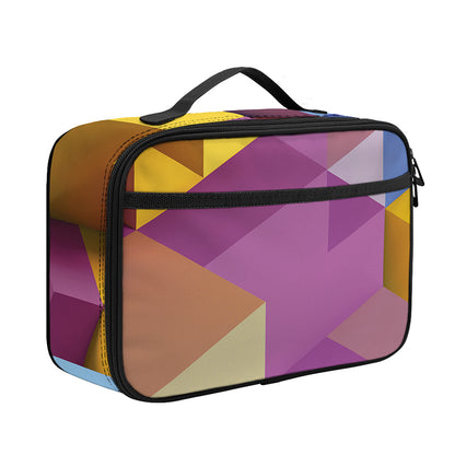 Pastel Geometric Cubic Print Portable Lunch Bag