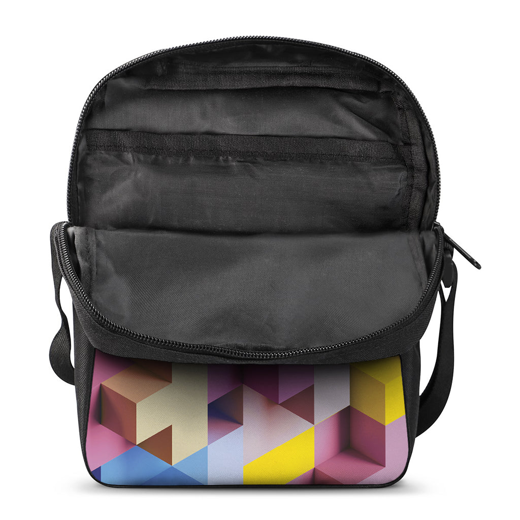 Pastel Geometric Cubic Print Rectangular Crossbody Bag