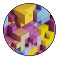 Pastel Geometric Cubic Print Round Floor Mat