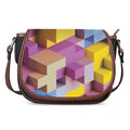 Pastel Geometric Cubic Print Saddle Bag