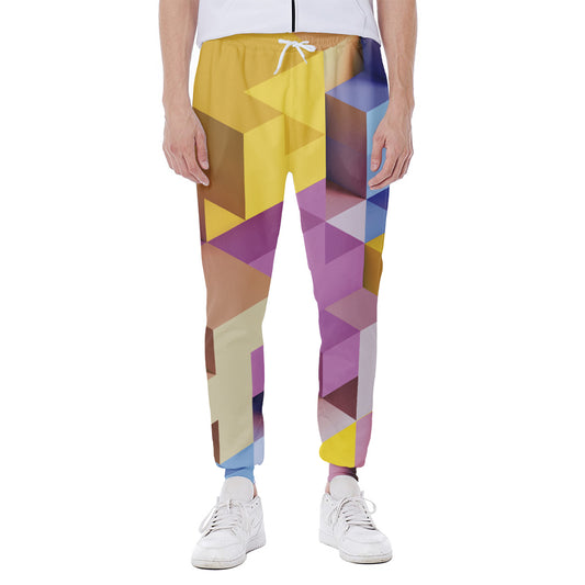 Pastel Geometric Cubic Print Scuba Joggers