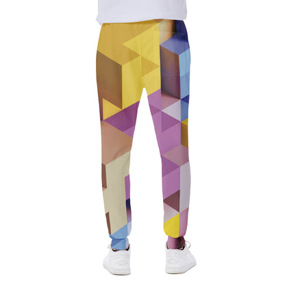Pastel Geometric Cubic Print Scuba Joggers