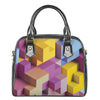 Pastel Geometric Cubic Print Shoulder Handbag