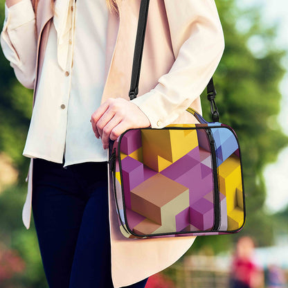 Pastel Geometric Cubic Print Shoulder Strap Bible Bag