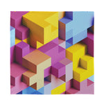 Pastel Geometric Cubic Print Silk Bandana