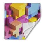 Pastel Geometric Cubic Print Silk Bandana