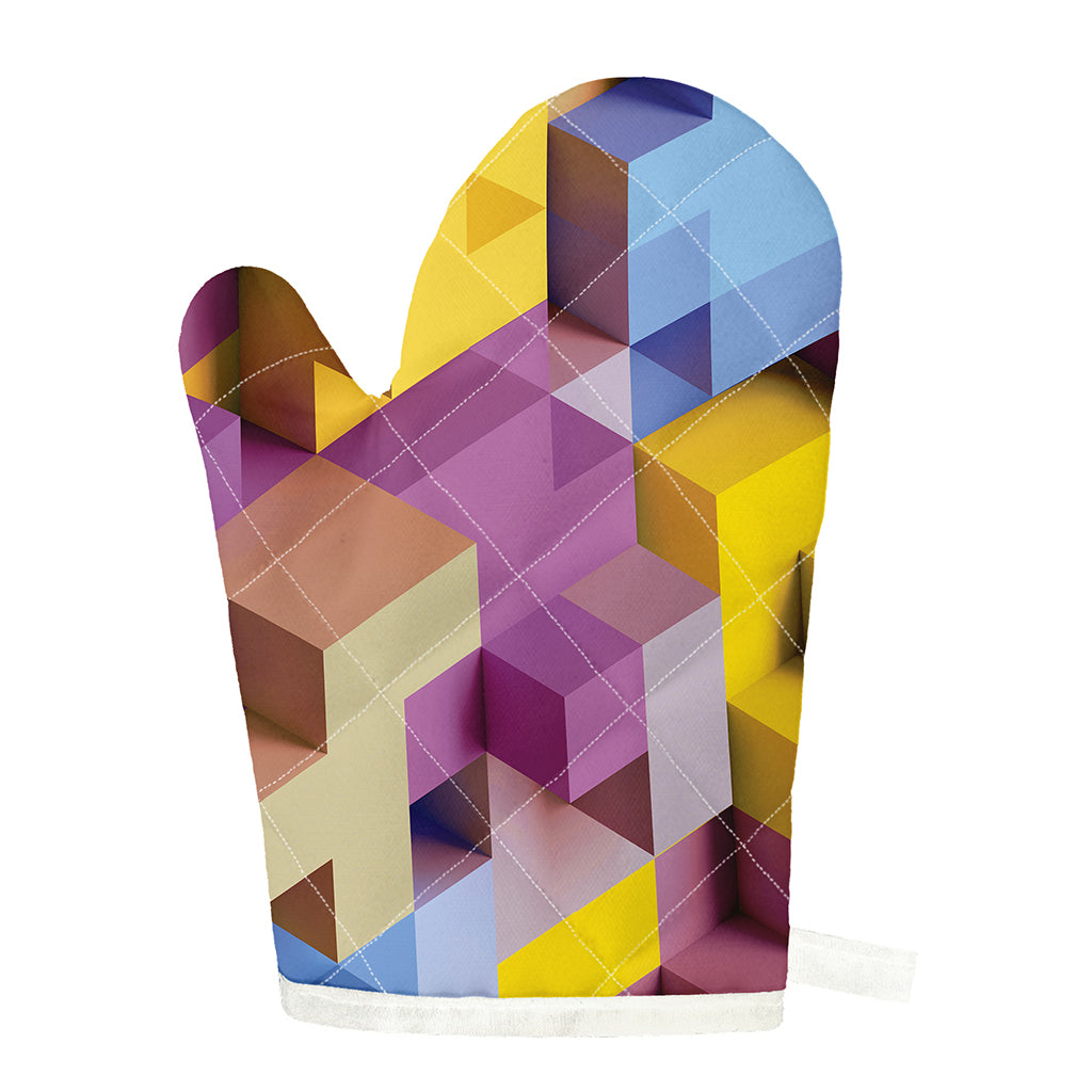 Pastel Geometric Cubic Print Single Oven Mitt