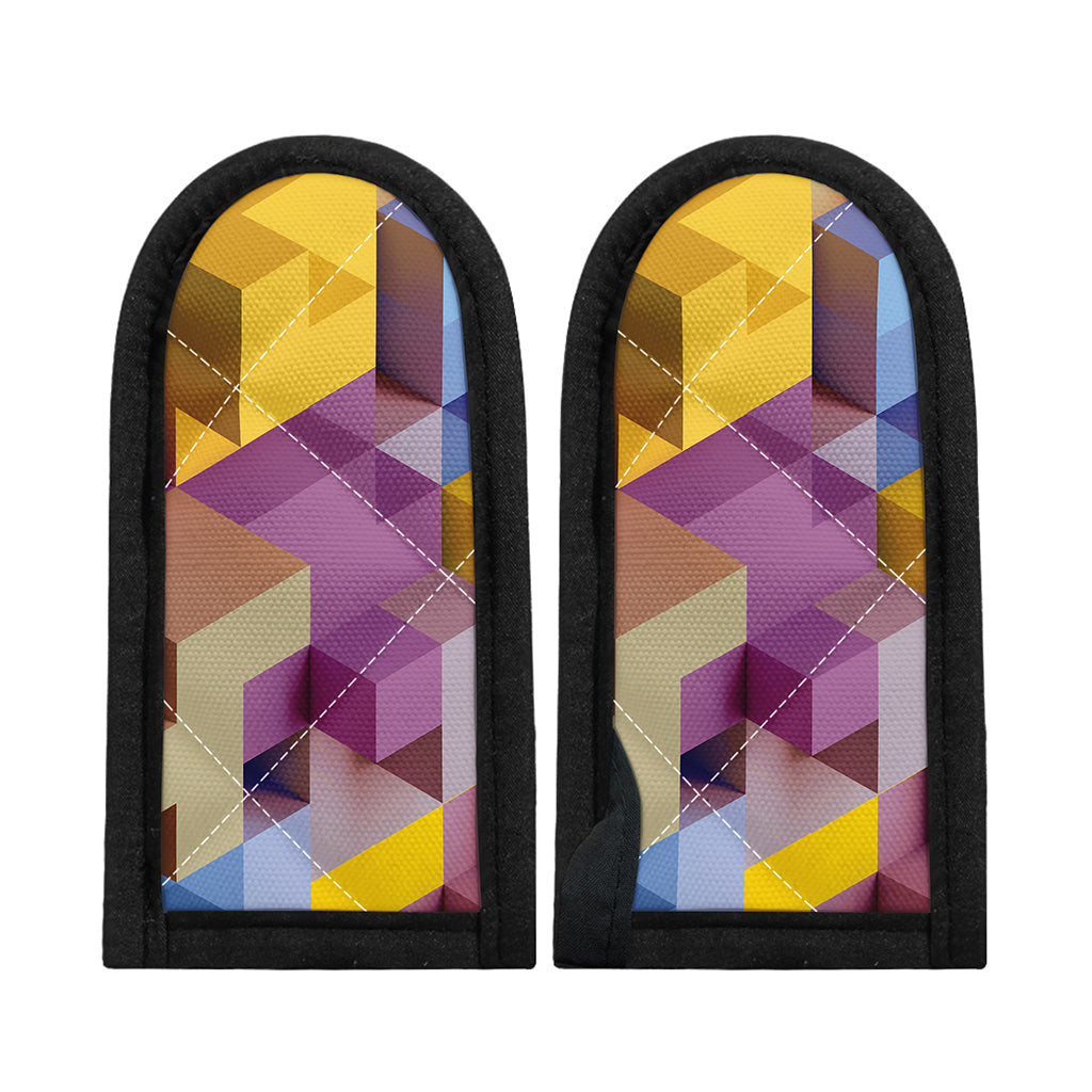 Pastel Geometric Cubic Print Skillet Handle Cover