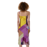 Pastel Geometric Cubic Print Slim Fit Midi Cami Dress