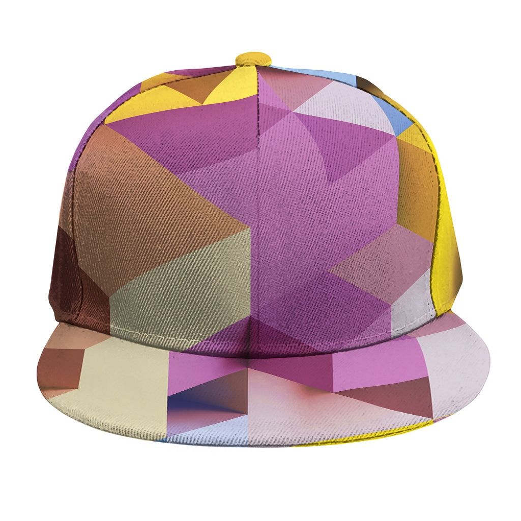 Pastel Geometric Cubic Print Snapback Cap
