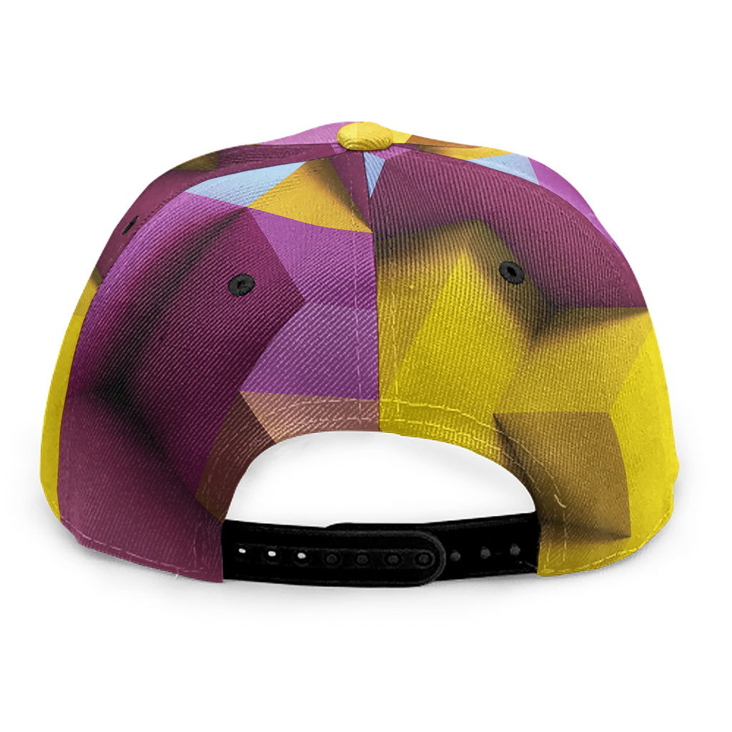 Pastel Geometric Cubic Print Snapback Cap