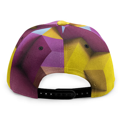 Pastel Geometric Cubic Print Snapback Cap