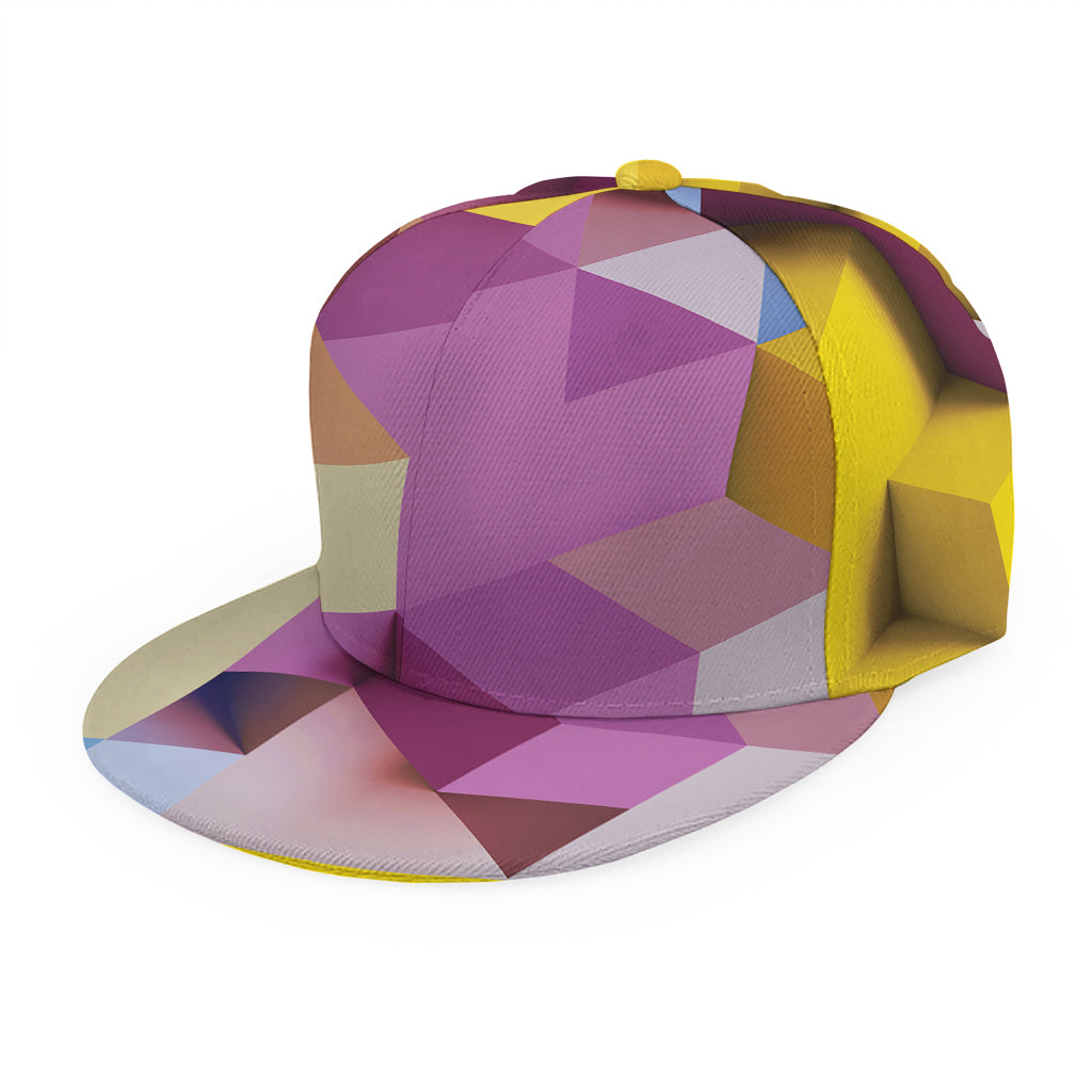 Pastel Geometric Cubic Print Snapback Cap