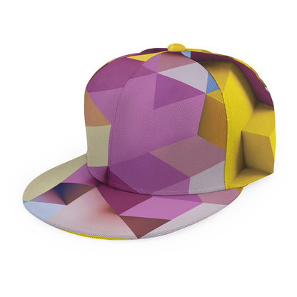 Pastel Geometric Cubic Print Snapback Cap