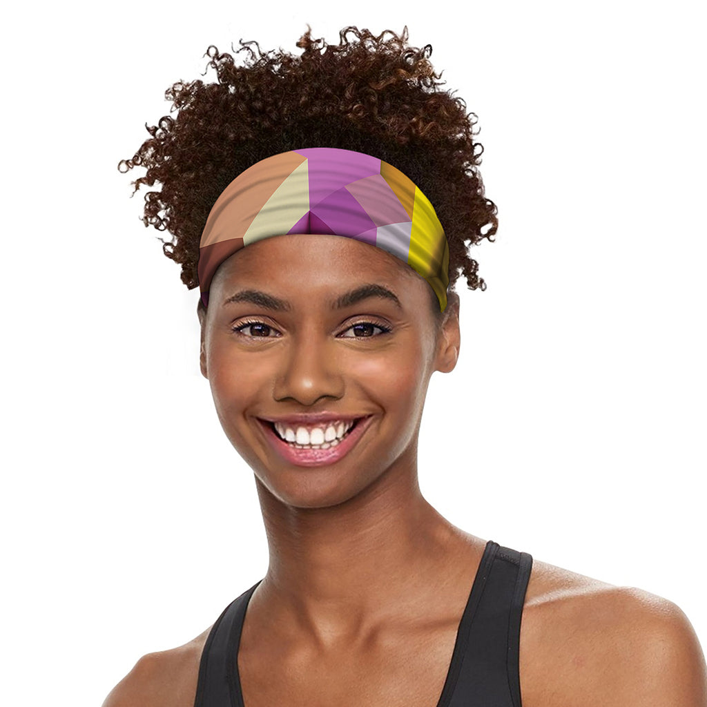 Pastel Geometric Cubic Print Sports Headband