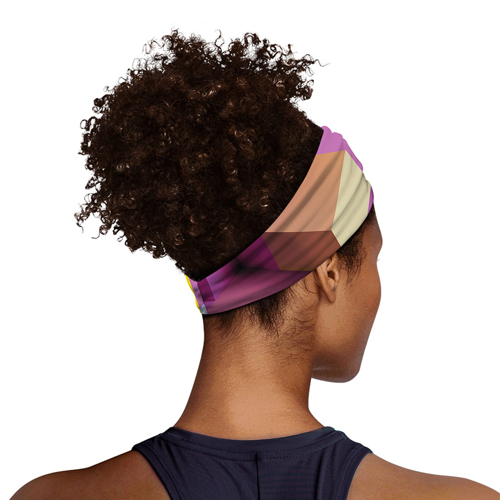 Pastel Geometric Cubic Print Sports Headband