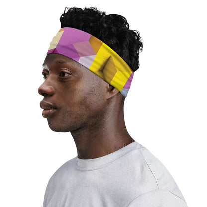 Pastel Geometric Cubic Print Sports Headband