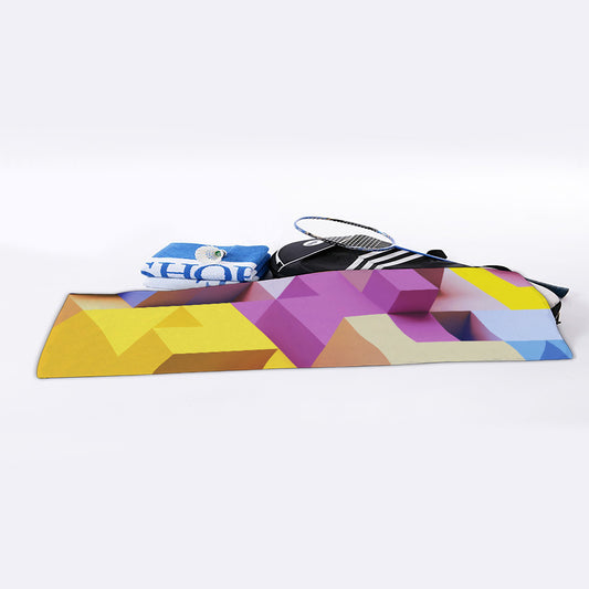 Pastel Geometric Cubic Print Sports Towel