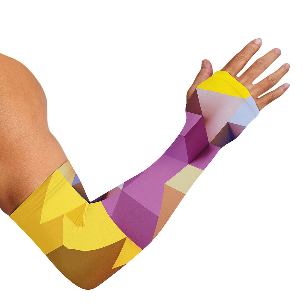 Pastel Geometric Cubic Print Sun Protection Arm Sleeves