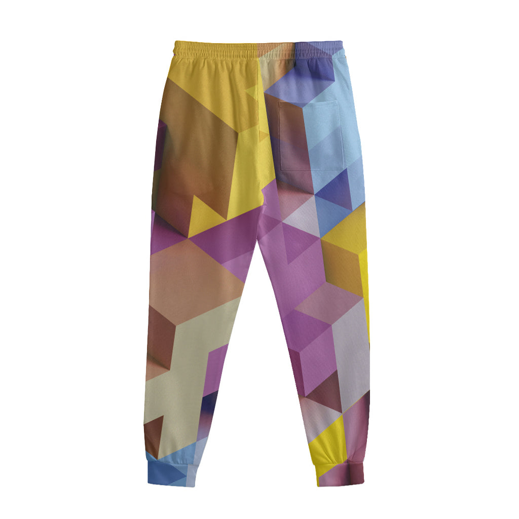 Pastel Geometric Cubic Print Sweatpants