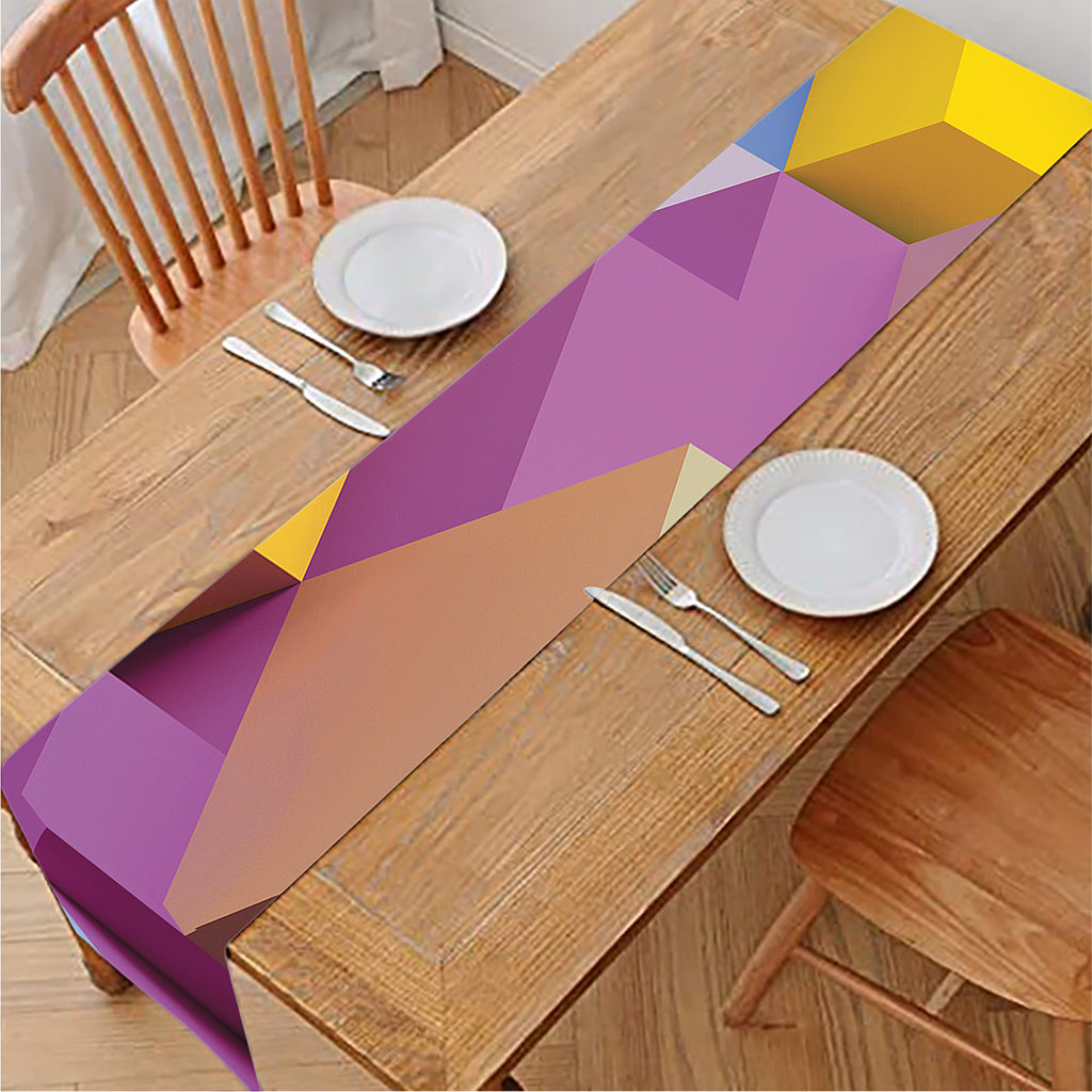 Pastel Geometric Cubic Print Table Runner