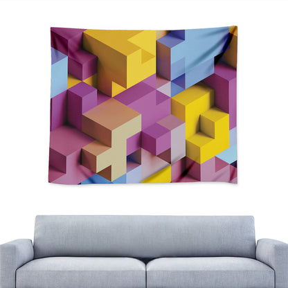 Pastel Geometric Cubic Print Tapestry