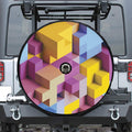 Pastel Geometric Cubic Print Tire Cover With Camera Hole