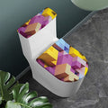 Pastel Geometric Cubic Print Toilet Lid And Tank Cover Set