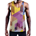 Pastel Geometric Cubic Print Men's Workout Tank Top