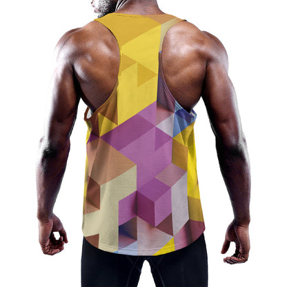 Pastel Geometric Cubic Print Training Tank Top