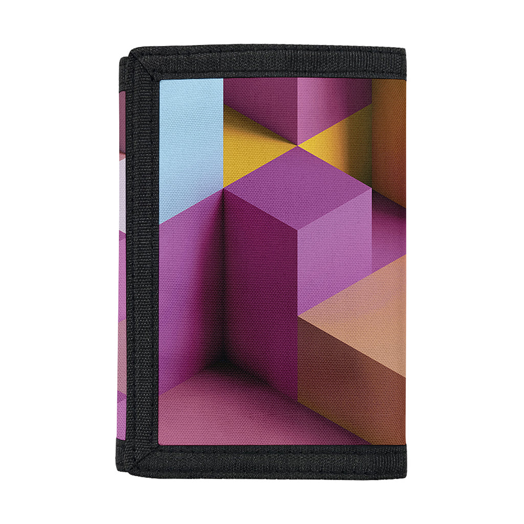 Pastel Geometric Cubic Print Trifold Wallet