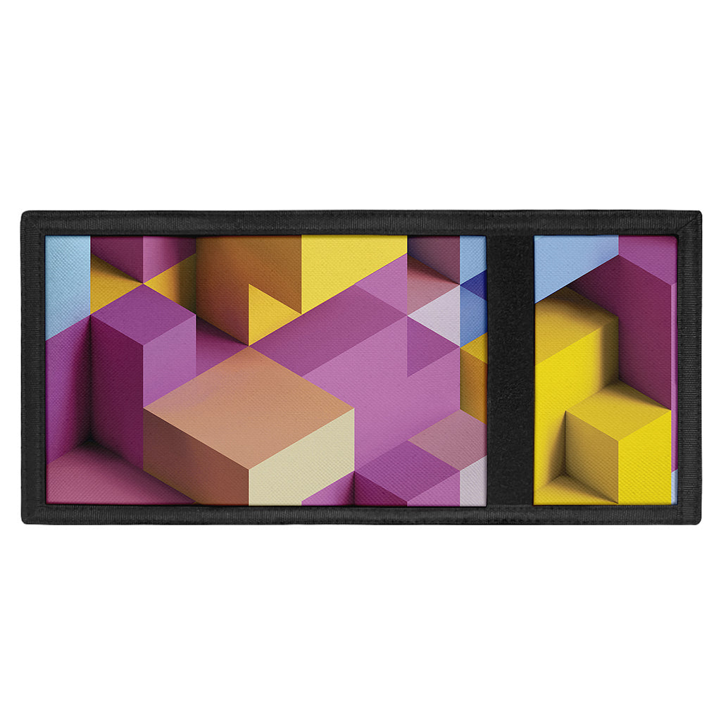 Pastel Geometric Cubic Print Trifold Wallet