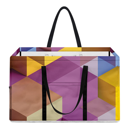 Pastel Geometric Cubic Print Utility Tote Bag