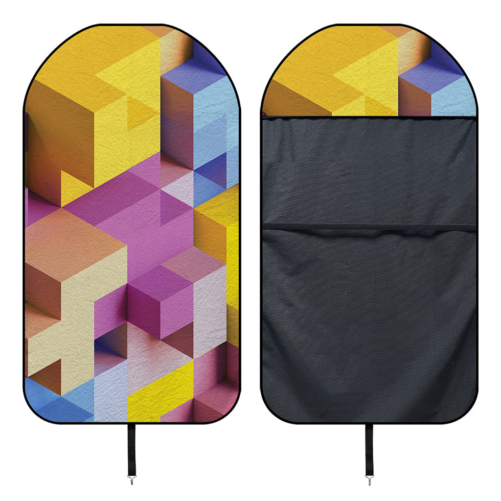 Pastel Geometric Cubic Print Waterproof Car Seat Cover