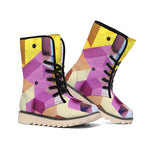 Pastel Geometric Cubic Print Winter Boots