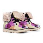 Pastel Geometric Cubic Print Winter Boots