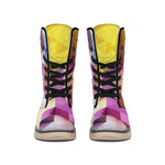 Pastel Geometric Cubic Print Winter Boots