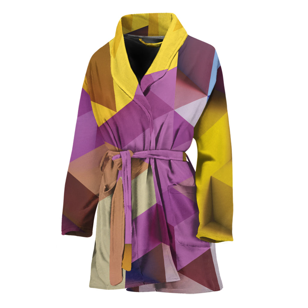 Pastel Geometric Cubic Print Women's Bathrobe