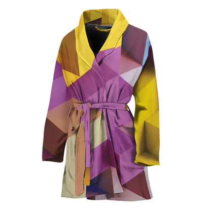 Pastel Geometric Cubic Print Women's Bathrobe