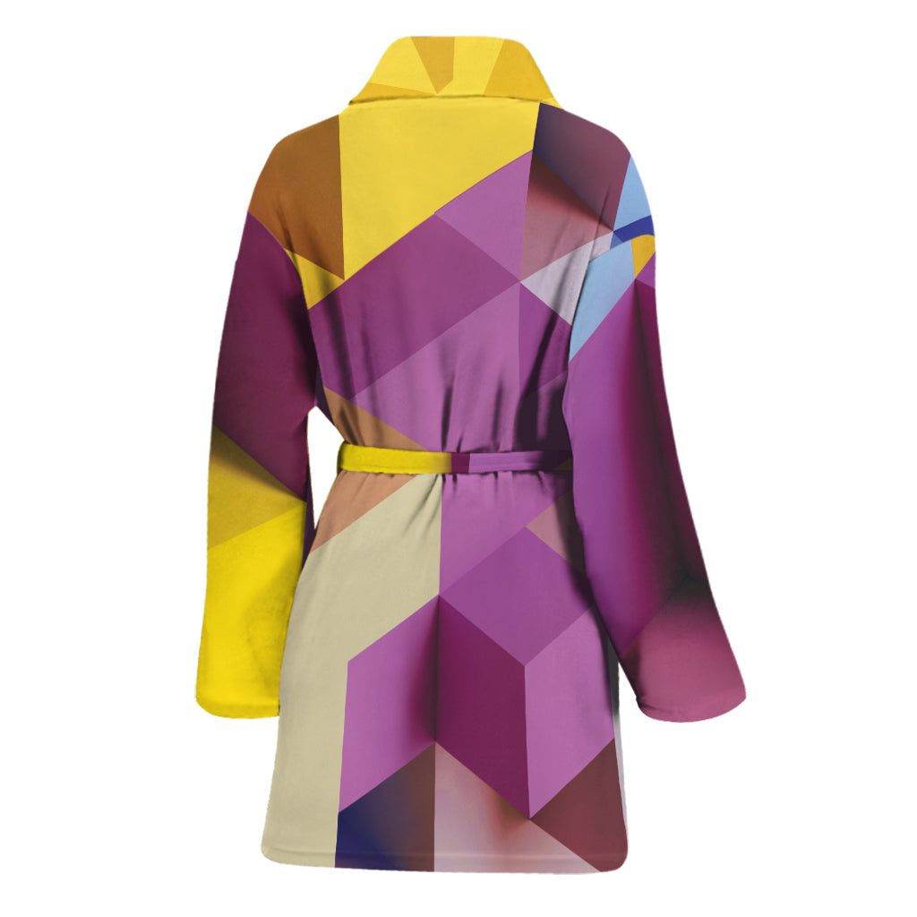 Pastel Geometric Cubic Print Women's Bathrobe