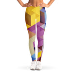 Pastel Geometric Cubic Print Women's Leggings