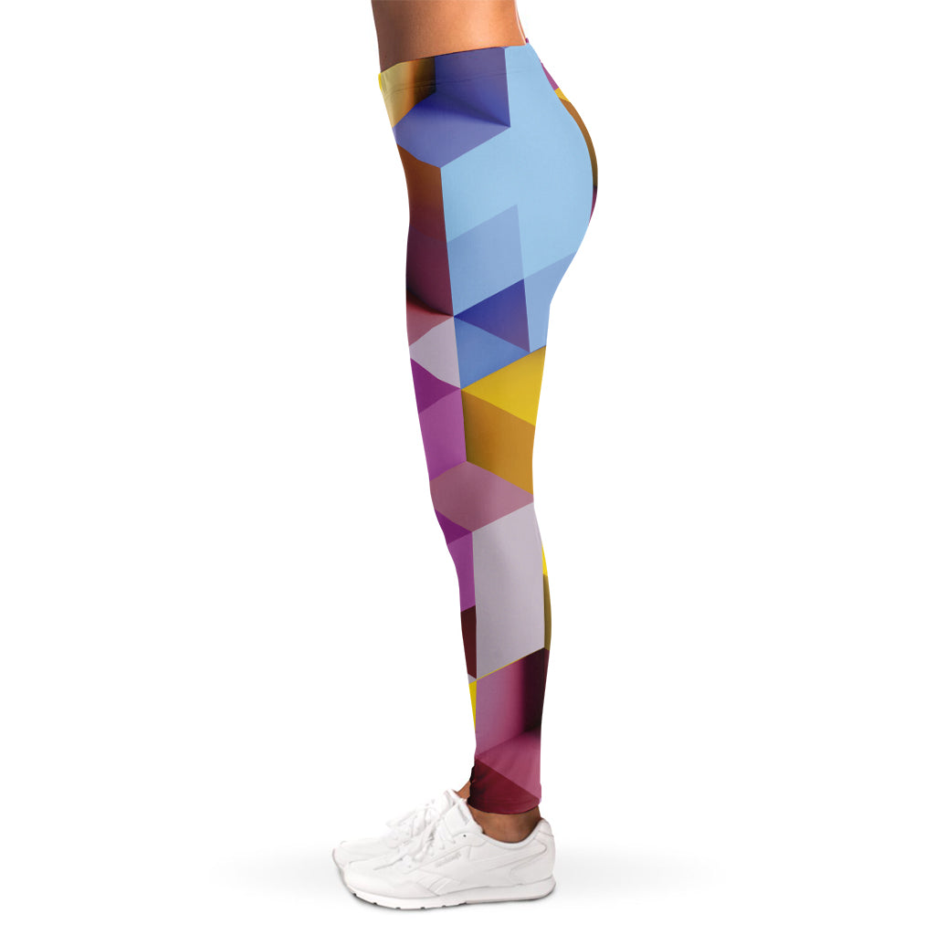Pastel Geometric Cubic Print Women's Leggings